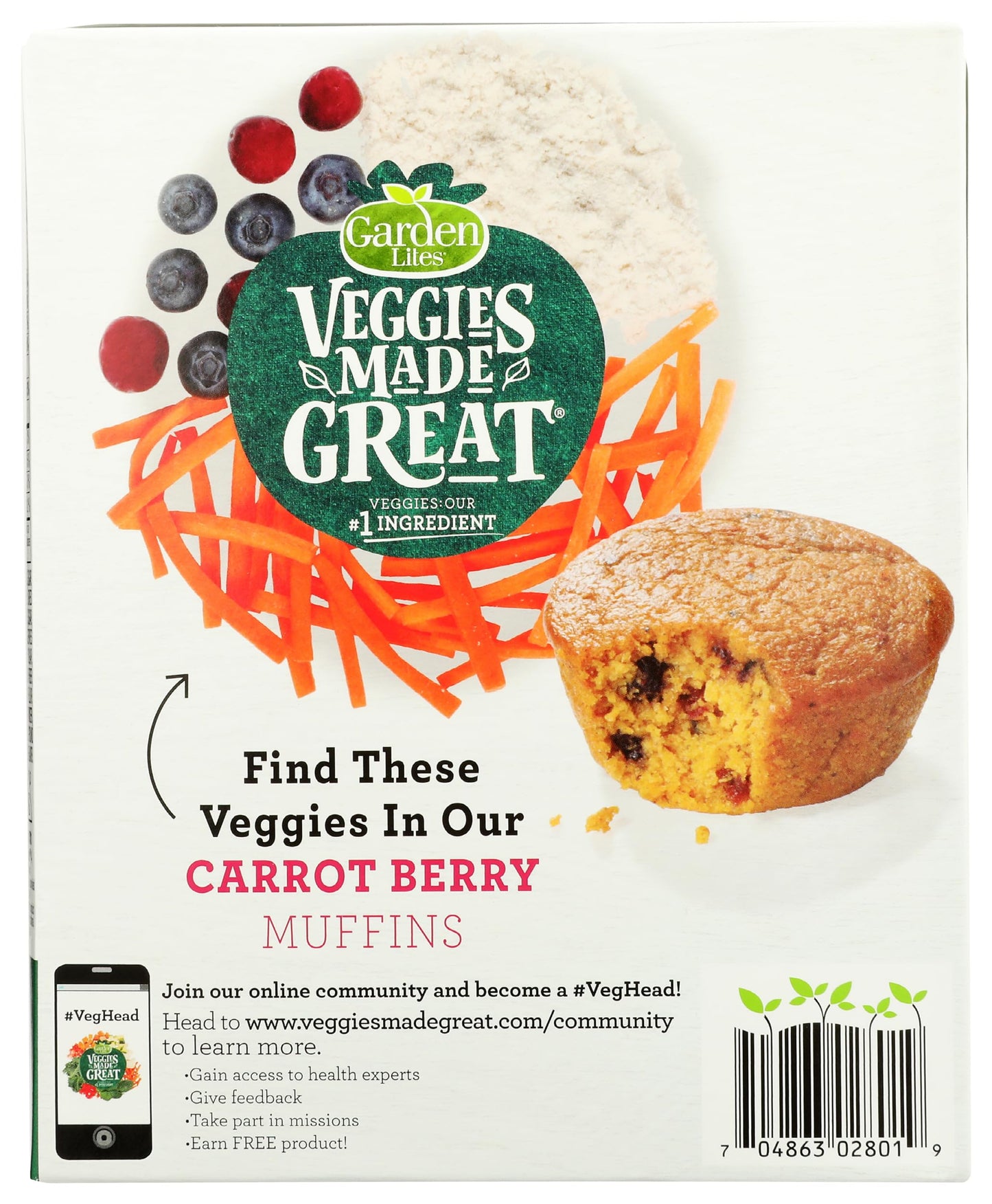 Garden Lites, Muffins Carrot Berry, 8 Ounce