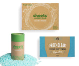 Sheets Laundry Club Bundle - 50 Pack (up to 100 loads) Fresh Linen Detergent Sheets, 40 Pack Vitality Dryer Sheets & 8 Oz. Sea Breeze Scent Booster