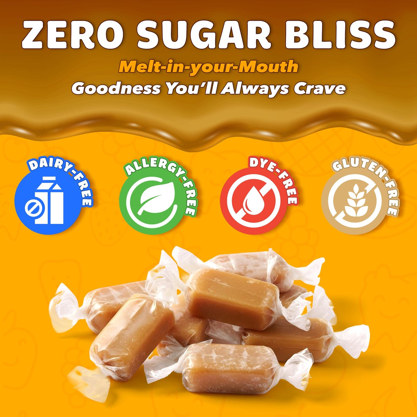 Zolli Caramelz Sugar-Free Candy - Creamy, Chewy, Dye-Free, Keto & Diabetic-Friendly Healthy Candy, Dentist-Approved Treats for Kids, 3 oz