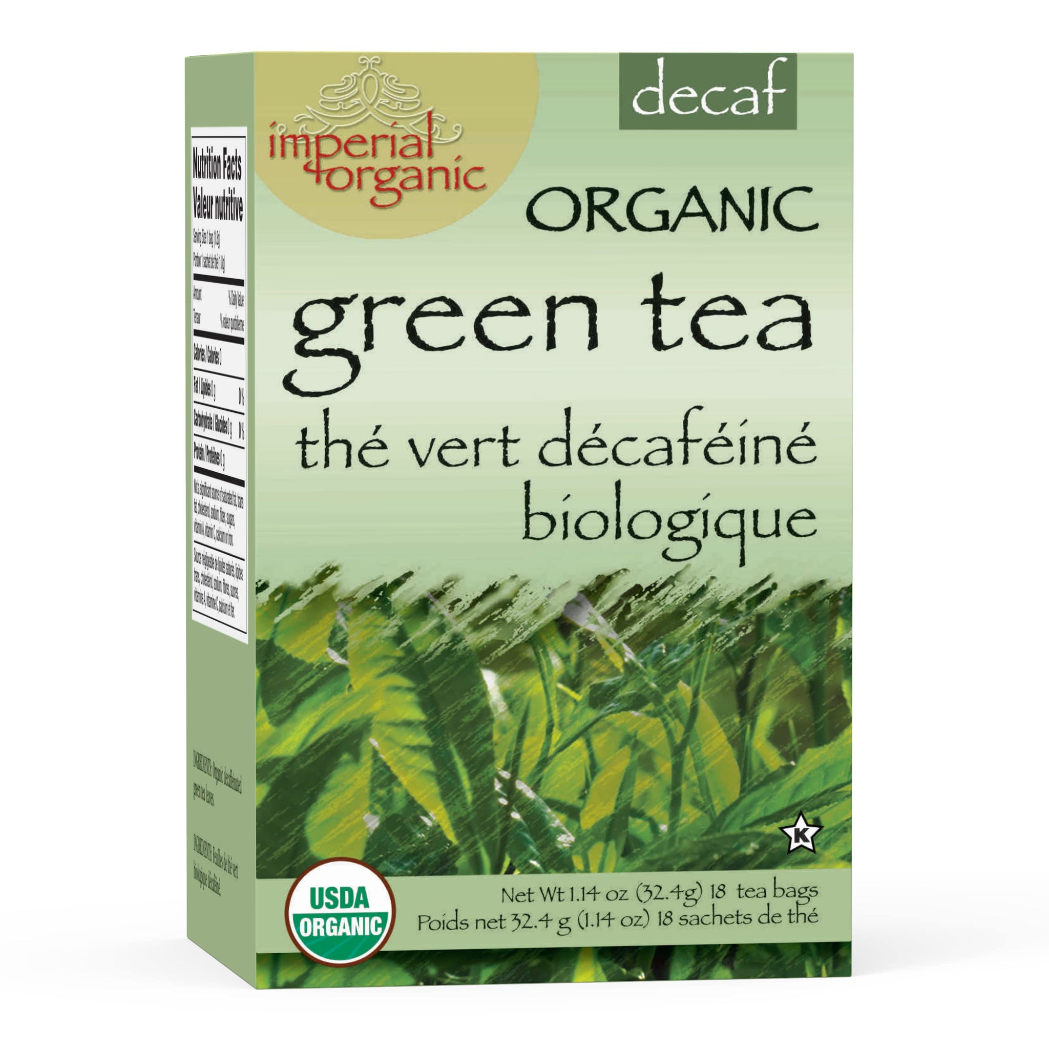 Uncle Lee's Tea Organic Decaf Green Tea, 100% Natural Premium Green Tea Bags, Fresh Flavor, Enjoy with Honey, Hot Tea or Iced Tea Beverages, 18 Tea