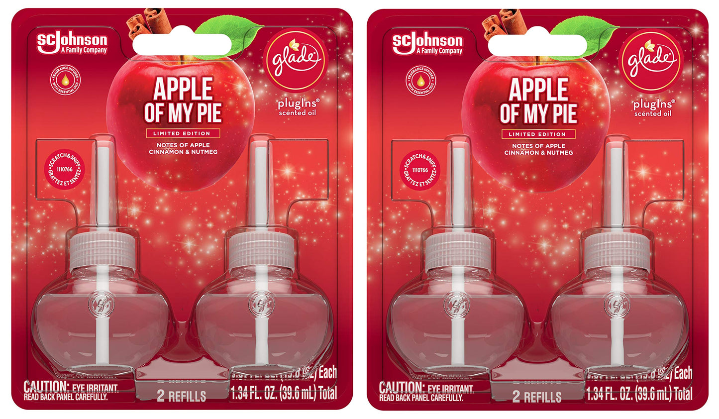 Glade Plugins Scented Oil Refills - Apple of My Pie - Holiday Collection 2020-2 Count Oil Refills Per Package - Pack of 2 Packages