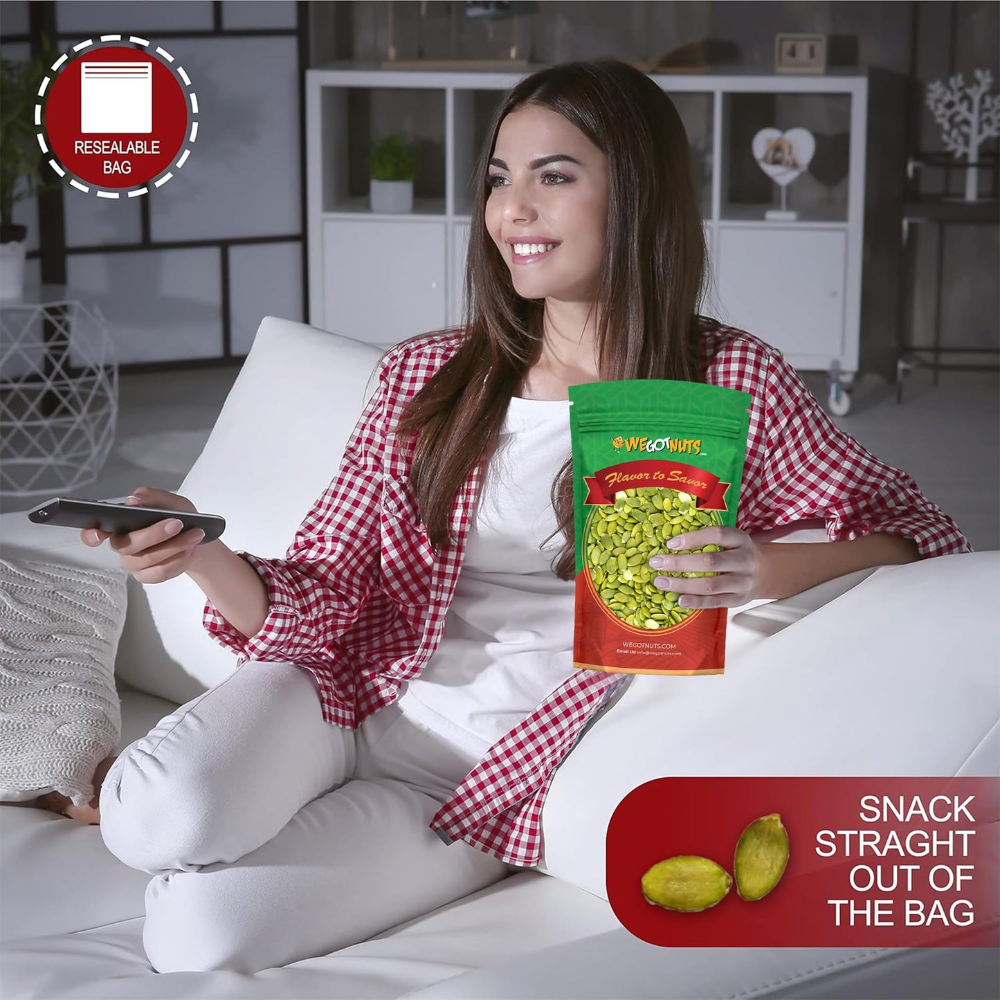 We Got Nuts Pumpkin Seeds Healthy Snacks 5Lbs (80oz) Bag | Raw Pepitas No Preservatives Added, 100% Natural With No Shell | For Baking, Salad