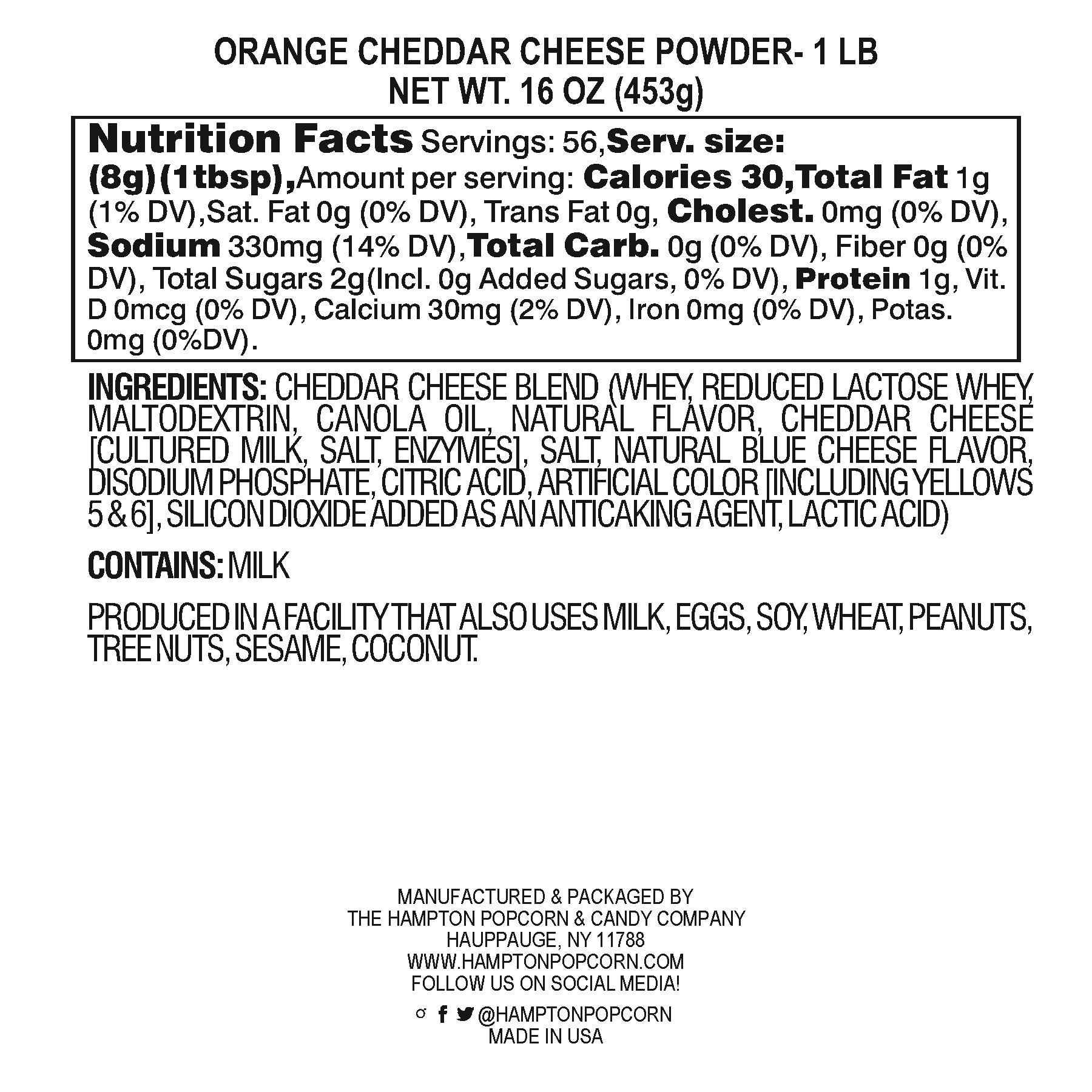 Cheddar Cheese Powder, 1 Pound Resealable Zip Bag, Popcorn Cheese Powder, Cheese Powder For Pasta, Nacho Cheese Powder, Powdered Cheese For Mac