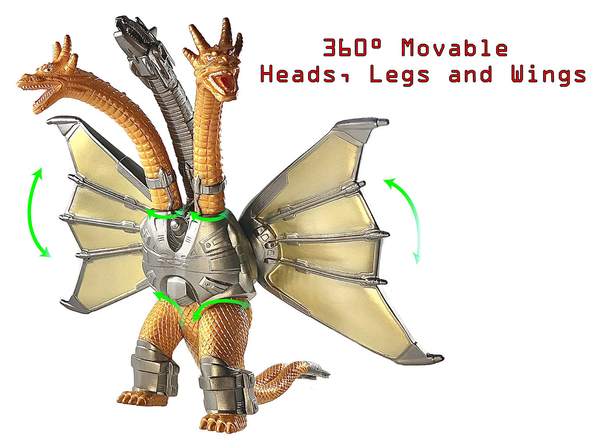 TwCare Set of 2 Mecha King Ghidorah vs 1954 65th Anniversary vs Heisei Era Classic Monster Toy, 2021 Movable Joints Action Movie Dragon Dinosaur