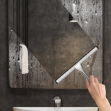 All-Purpose Stainless Steel Shower Squeegee for Shower Doors with 2 Adhesive Hooks, Bathroom Cleaner Tool Household Window Mirror Squeegee for Home