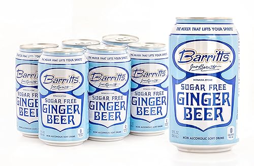 Barritt's Sugar Free Diet Ginger Beer, Non-Alcoholic Soda Cocktail Mixer, 12 fl oz Cans, 12 Pack, No Aspartame