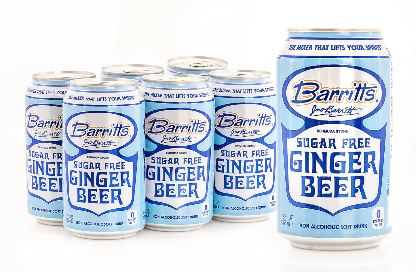 Barritt's Sugar Free Diet Ginger Beer, Non-Alcoholic Soda Cocktail Mixer, 12 fl oz Cans, 12 Pack, No Aspartame