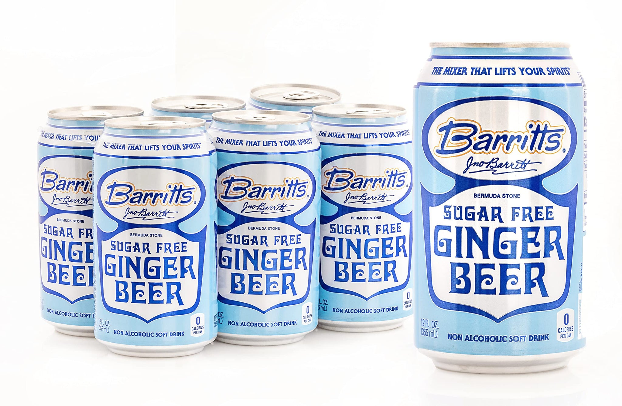 Barritt's Sugar Free Diet Ginger Beer, Non-Alcoholic Soda Cocktail Mixer, 12 fl oz Cans, 12 Pack, No Aspartame