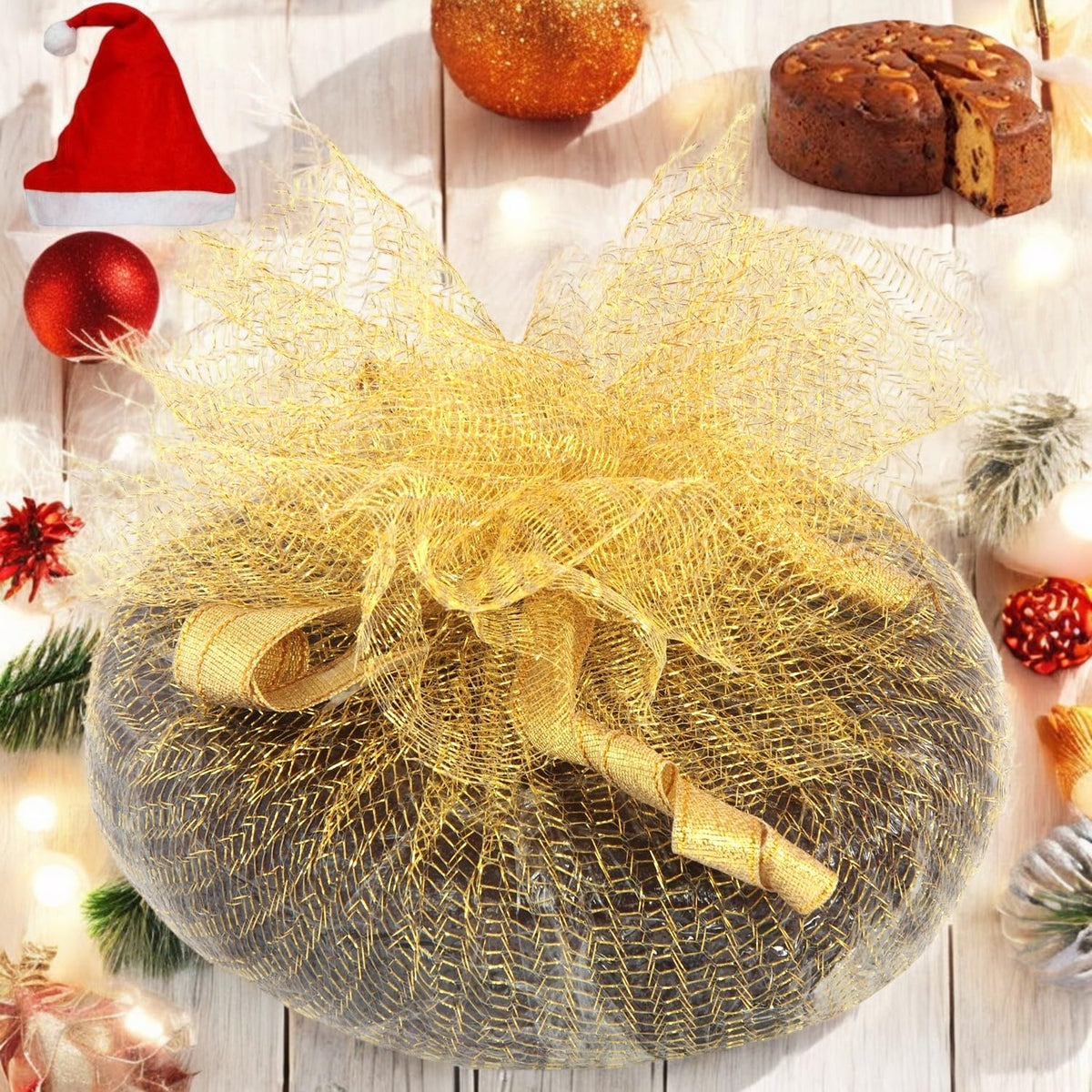 Ghasitaram Gifts Jaiccha Christmas Gifts Big Hamper Box with chocos, tags, pouches, plum cake 500 gms