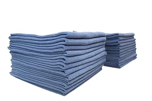 Dri Professional Commercial Grade Lint Free Extra-Thick Microfiber Cleaning Cloth 24 Pack Blue (300 GSM, 16 in x 16 in)