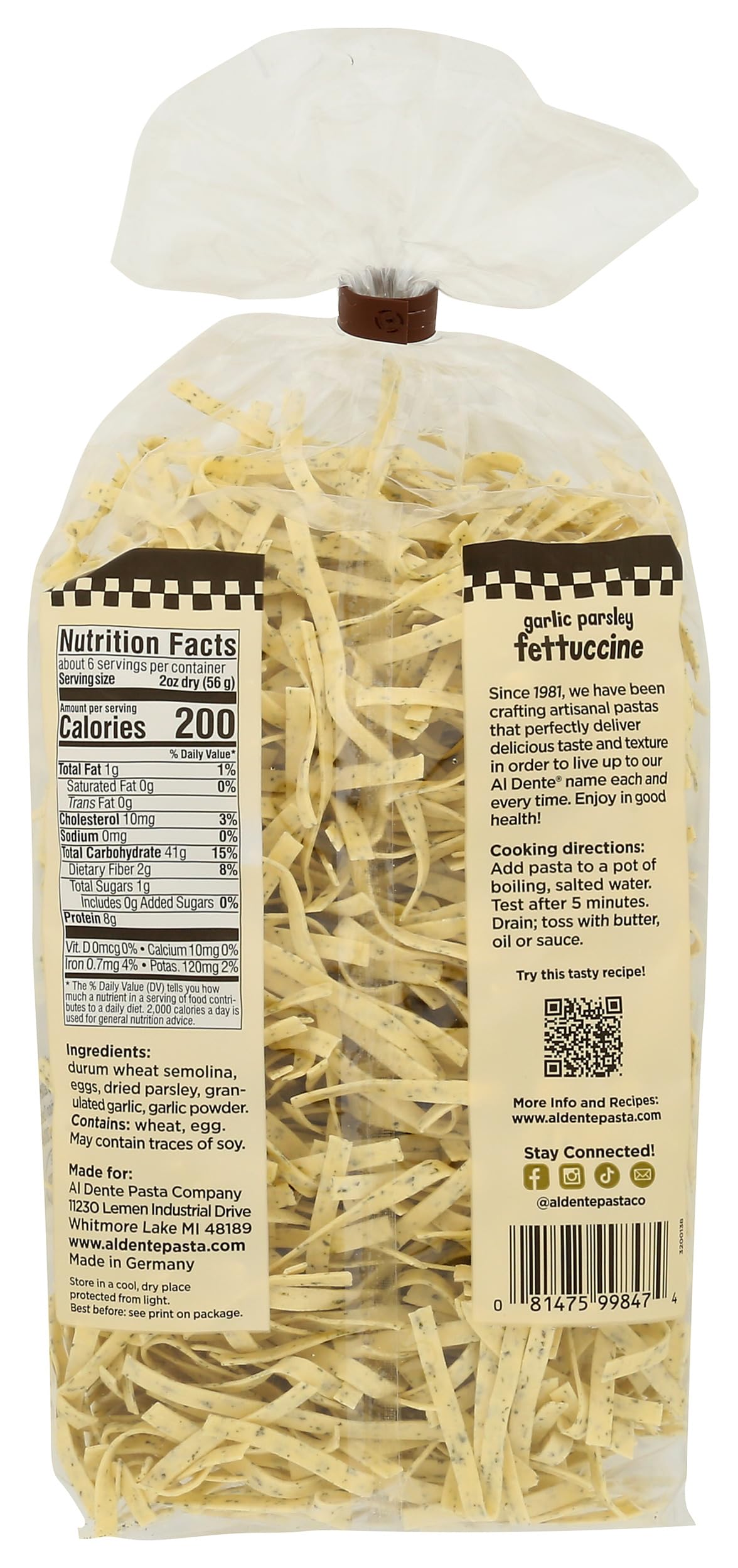 Al Dente Garlic Parsley Fettuccine, 12 OZ
