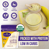 Lupina Organic Gluten-Free Lupin Flour - Pack 1-16 oz- High-Protein, High-Fiber, Low-Carb Plant-Based Flour - Non-GMO Vegan Superfood for Baking