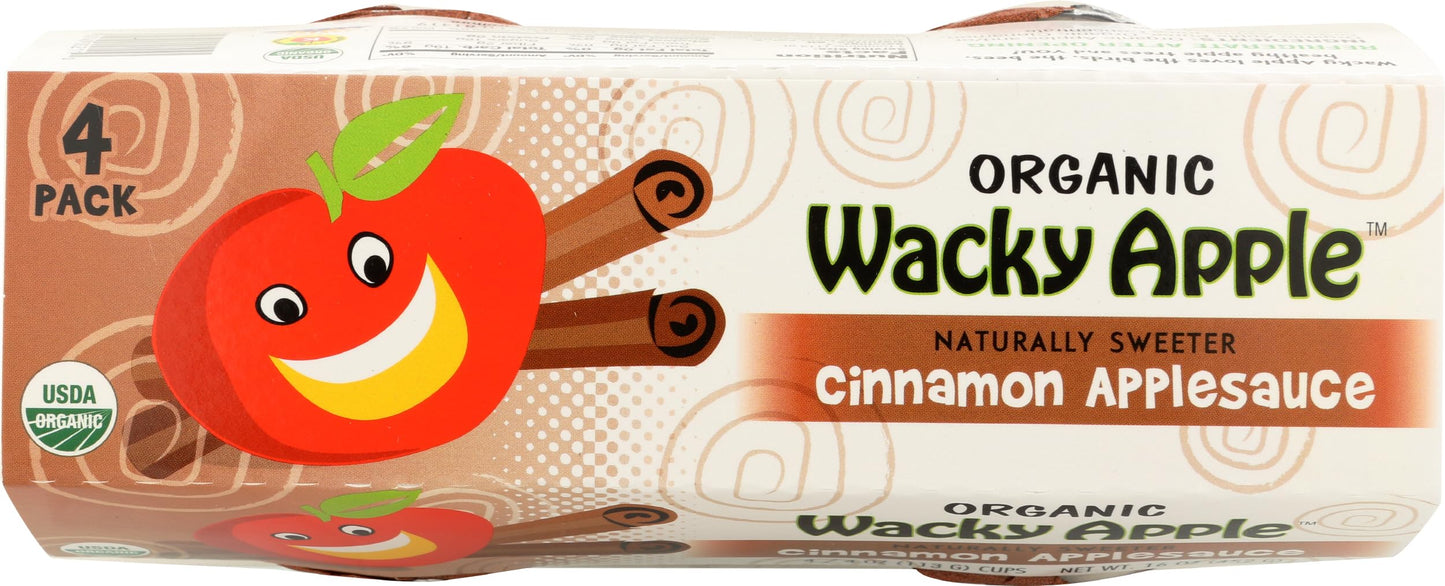 Wacky Apple, Applesauce Cinnamon Apple Organic, 4 Ounce, 4 Pack