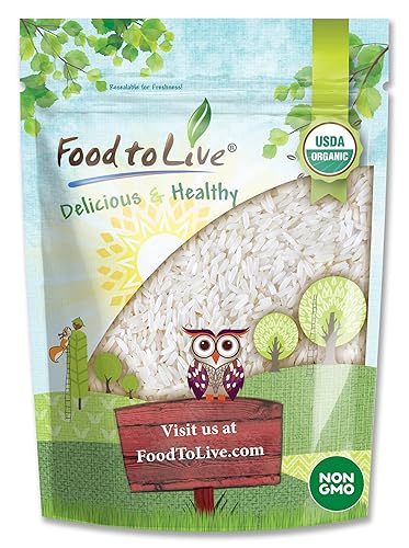 Food to Live - Organic White Jasmine Rice, 8 Ounces - Non-GMO, Long-Grain Rice Variety, Raw, Vegan, Kosher, Bulk