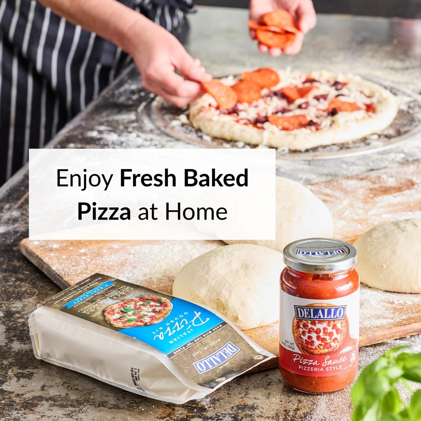 DeLallo, Italian Pizza Dough Kit, Pizza Crust Mix for Garlic Knots, Calzones, and Breadsticks, 00 Superfine Flour, Includes Instant Yeast Packet, Non-GMO, 17.6 oz Bag, (10 Pack)