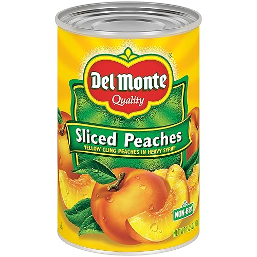 DEL MONTE Yellow Cling Sliced Peaches in Heavy Syrup, Canned Fruit, 15.25 oz Can