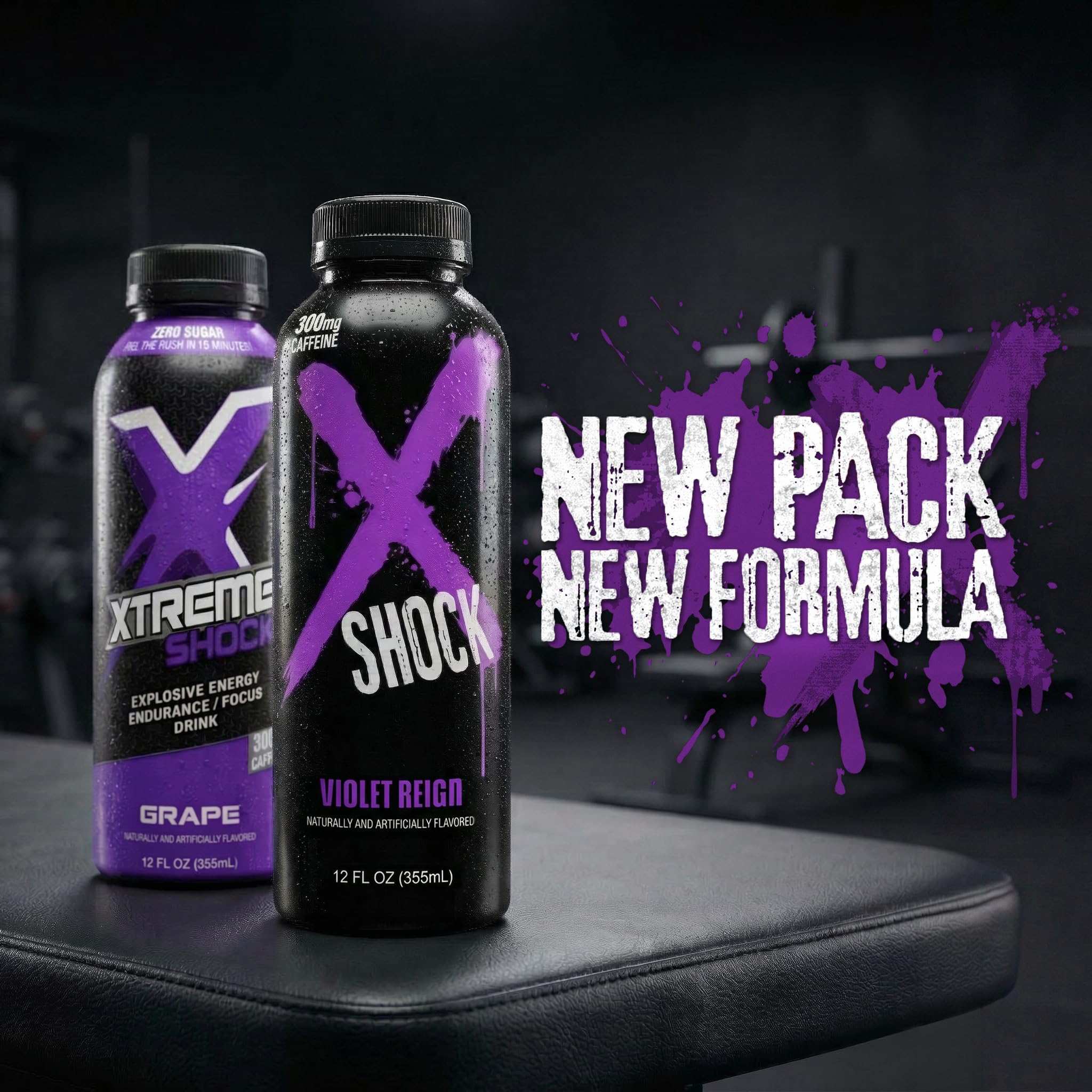 Xtreme Shock XSHOCKLABS RTD Pre-Workout Energy Drink, Violet Reign, Sugar Free, 12 fl oz, Pack of 12 (New Formula)