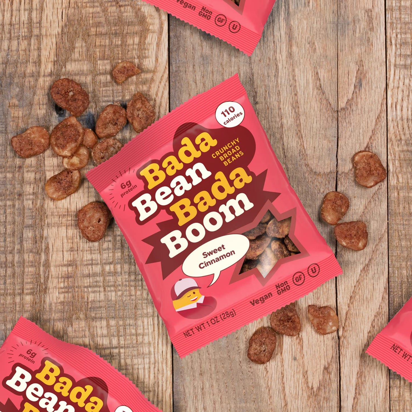 Bada Bean Bada Boom Plant-Based Protein, Gluten Free, Vegan, Crunchy Roasted Broad (Fava) Bean Snacks, 100 Calories per Serving, Mesquite BBQ, 4.5