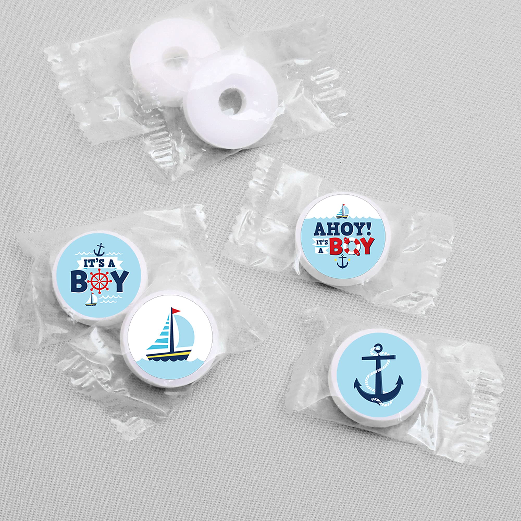 Big Dot of Happiness Ahoy It’s a Boy - Nautical Baby Shower Round Candy Sticker Favors - Labels Fit Chocolate Candy (1 Sheet of 108)
