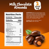 Milk Chocolate Almonds - 2 Pound Bulk Pack - Whole Dry Roasted Milk Chocolate Covered Almonds - Candy for Office, Buffets, Snacking & Gifting