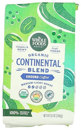 Whole Foods Market, Organic Continental Blend Ground Coffee, Medium-Light Roast, Complex & Heavy, Fruit-Tinged, 12 Ounce