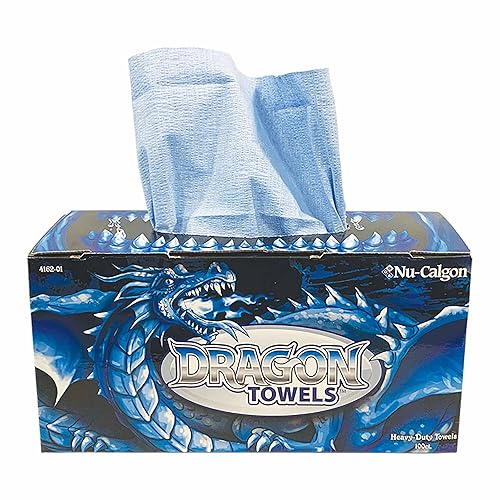 Nu-Calgon 4162-01 (100 ct. Box) Dragon Towels, Blue, 12" x 12.5"