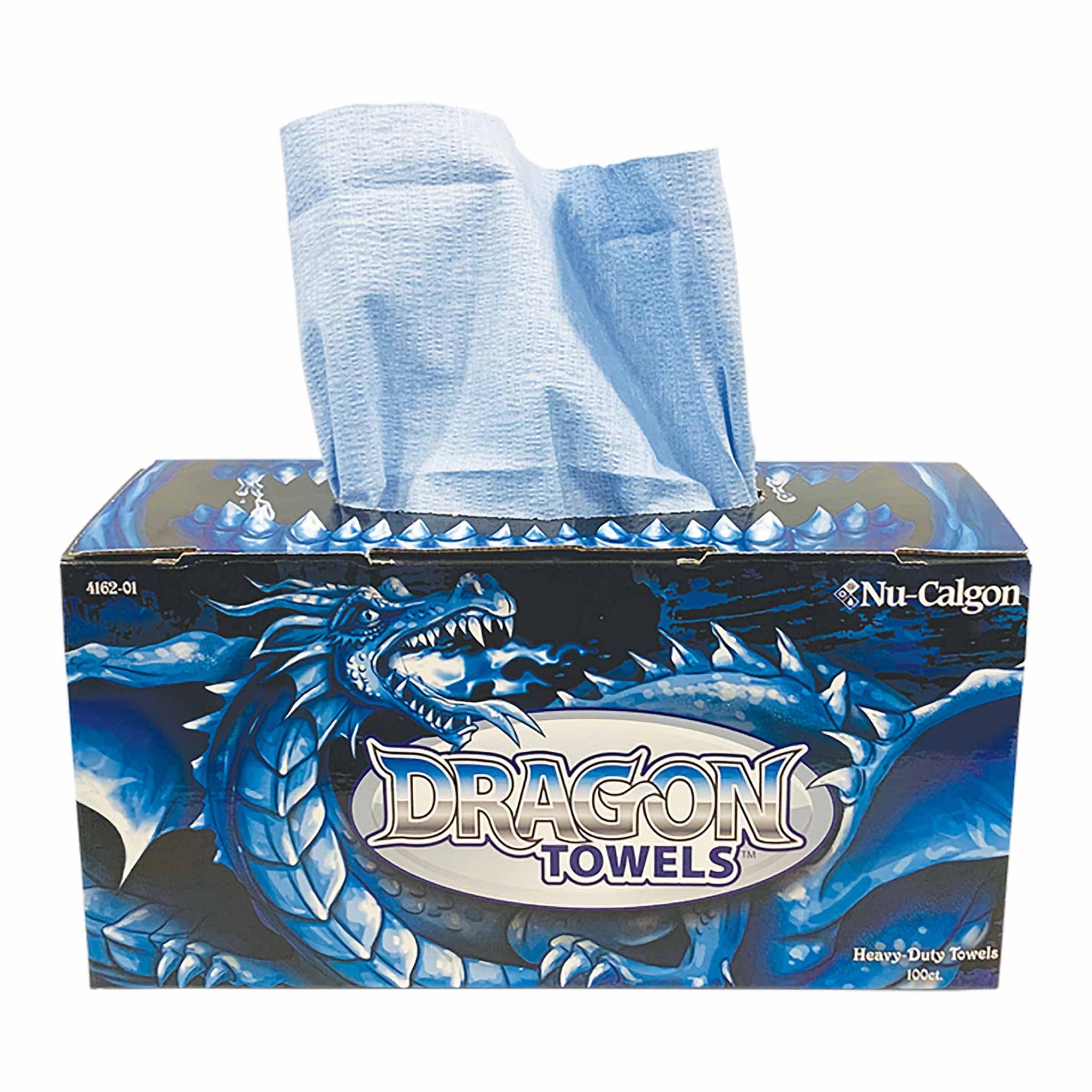 Nu-Calgon 4162-01 (100 ct. Box) Dragon Towels, Blue, 12" x 12.5"