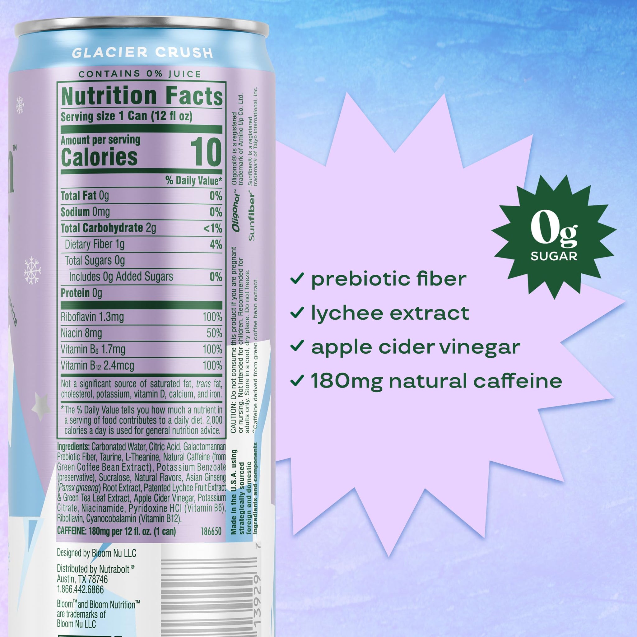 Bloom Nutrition Sparkling Energy Drink - Natural Caffeine, Zero Sugar, 180mg - Antioxidant-Rich with Green Coffee Bean, Green Tea Extract, Prebiotics