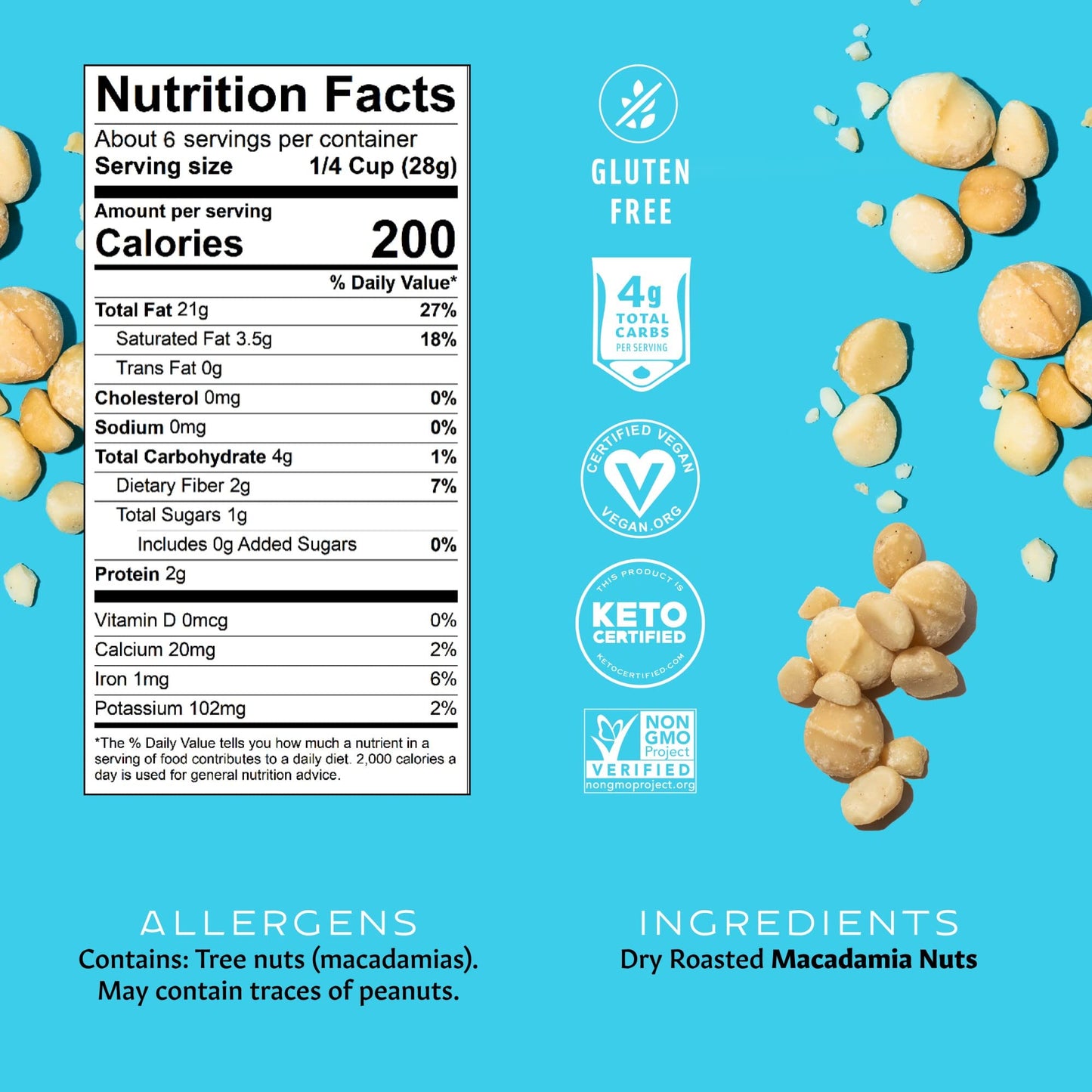 Mauna Loa Unsalted Roasted Macadamia Nuts, 6 oz Jar, Pack of 1, Premium Hawaiian Nuts, Keto Friendly, Gluten Free Snack