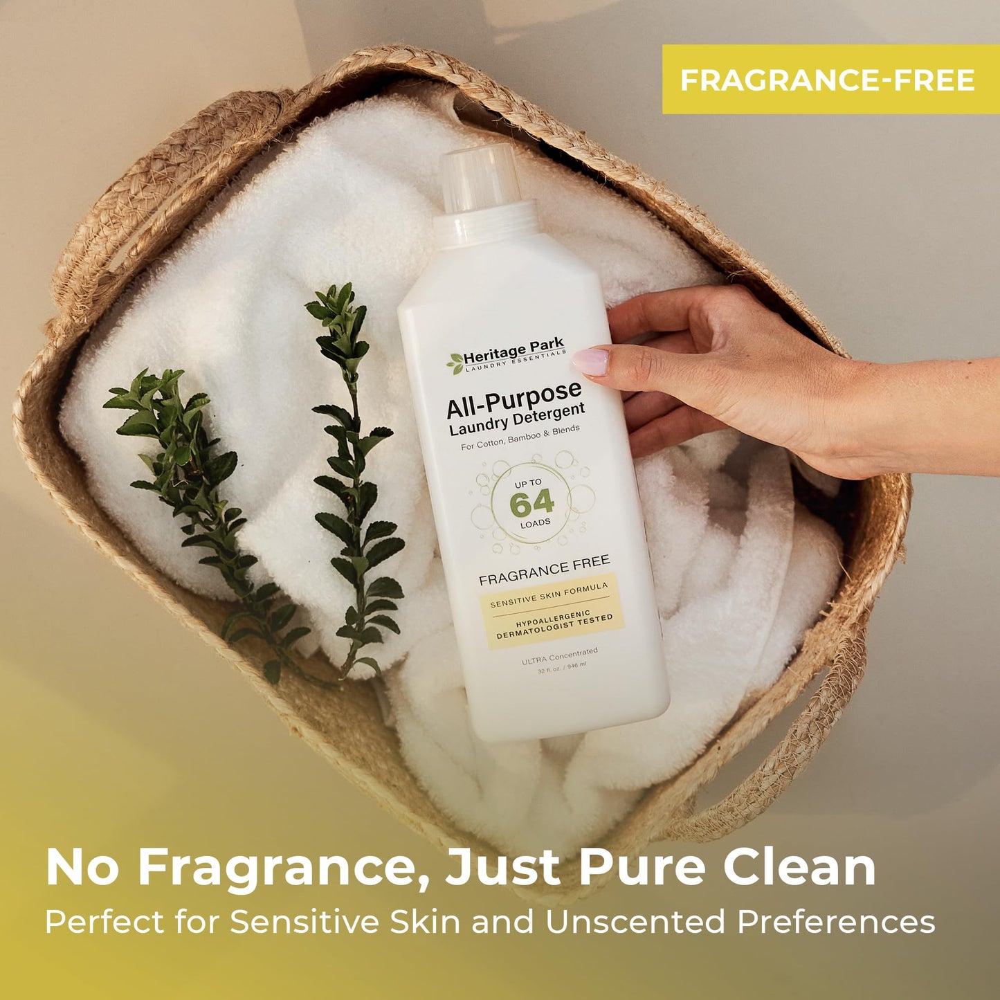 Heritage Park Luxury Laundry Detergent | Dermatologist Tested Plant based Natural & Enzyme Laundry Detergent | Sensitive Skin Friendly - Fragrance