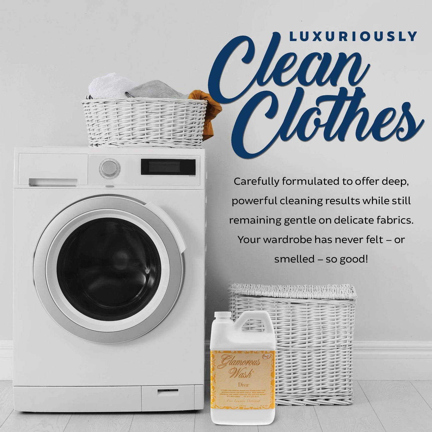 Tyler DIVA Glamorous Wash Laundry Detergent- 64oz - With Olivi Stain Remover Pen - Fresh Scented Sachet - Laundry Detergent - For Washing Clothes