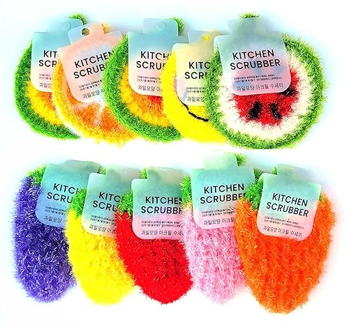 10 Pieces Big Size Fruit Dish Scrubber Non Scratch Kitchen Cleaning Sponge Double Layered No Odor Cloths for Washing Dishes Cookware, Tubs, Sinks