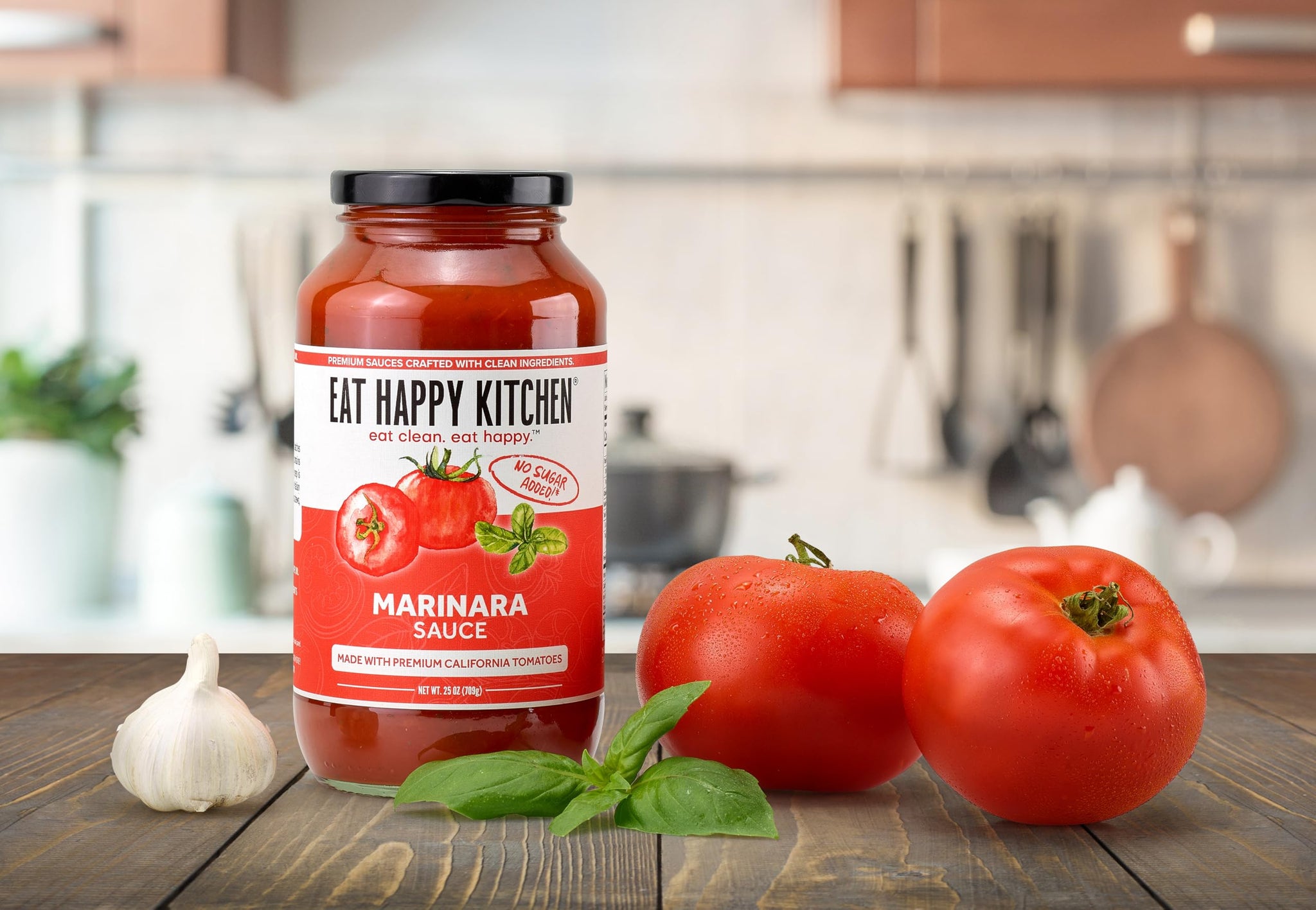 Eat Happy Kitchen Marinara Sauce - Made with Premium California Tomatoes & Extra Virgin Olive Oil - No Sugar Added, No Seed Oils, No Fillers, Gluten