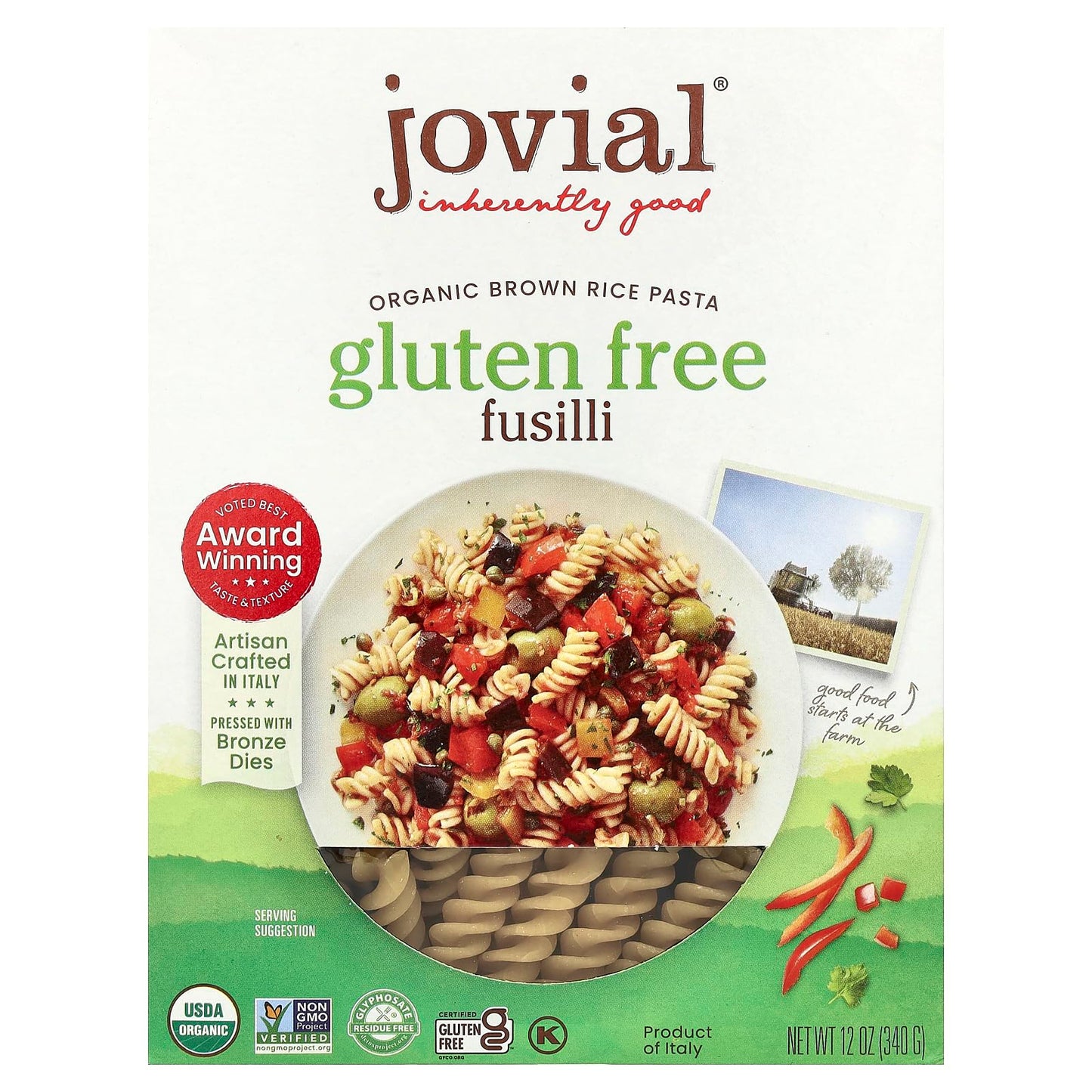 Jovial Organic Brown Rice Fusilli Pasta, 12 OZ