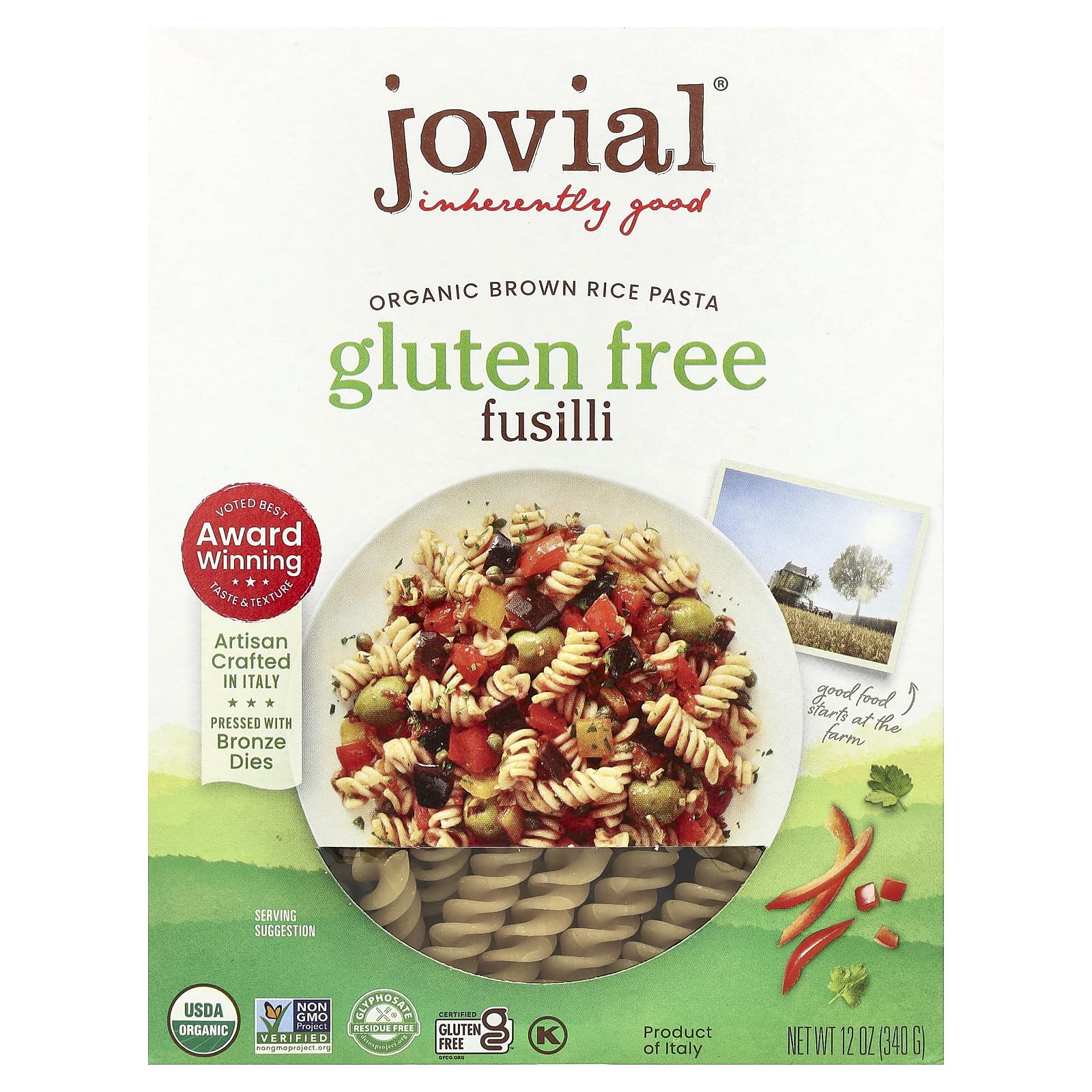 Jovial Organic Brown Rice Fusilli Pasta, 12 OZ