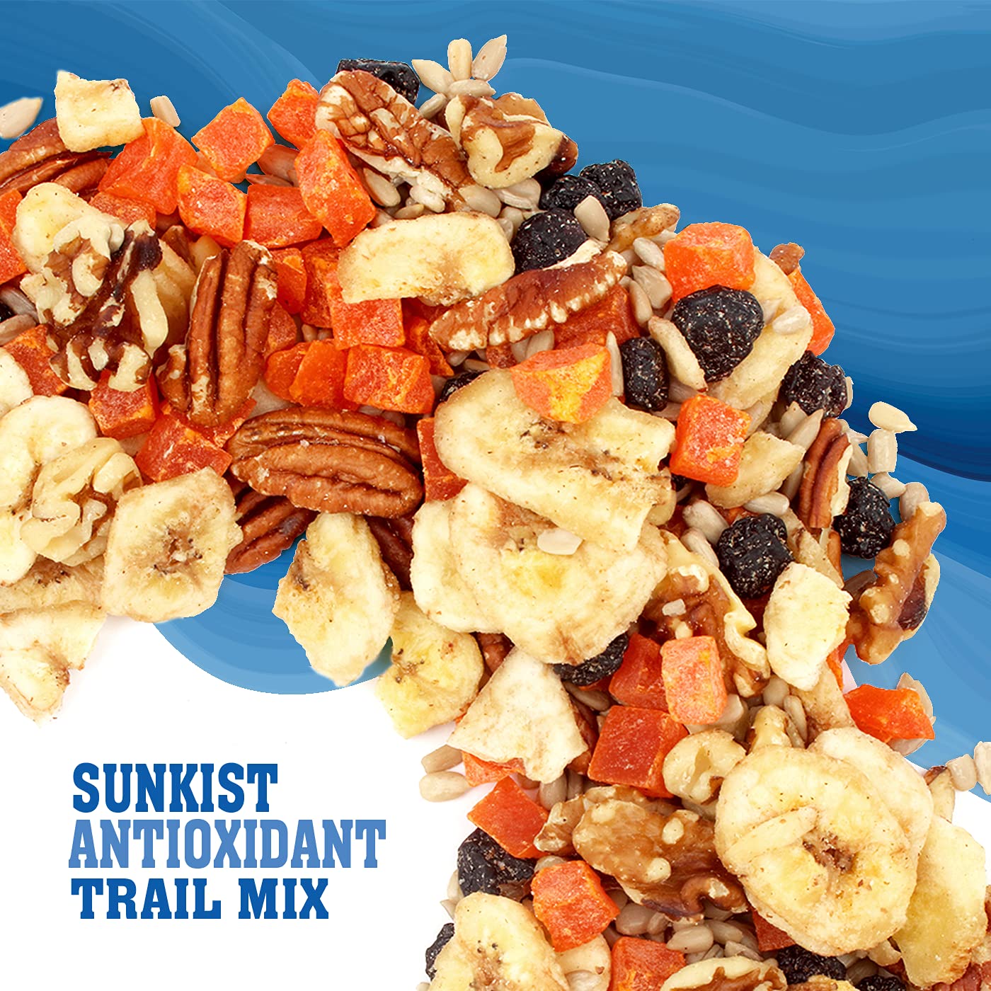 Sunkist® Antioxidant Trail Mix - Fruit, Nut and Seeds, Low Sodium, Gluten Free Snack with Papaya, Banana Chips, Pecans, Walnuts, Blueberries