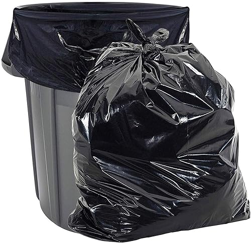 Aluf Plastics 50-55 Gallon 2.3 MIL Black Heavy Duty Garbage Trash Bags - 36" x 58" - Pack of 100 - For Contractor, Industrial, Institutional