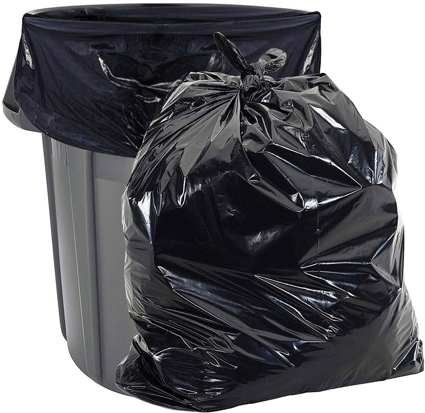 Aluf Plastics 50-55 Gallon 2.3 MIL Black Heavy Duty Garbage Trash Bags - 36" x 58" - Pack of 100 - For Contractor, Industrial, Institutional