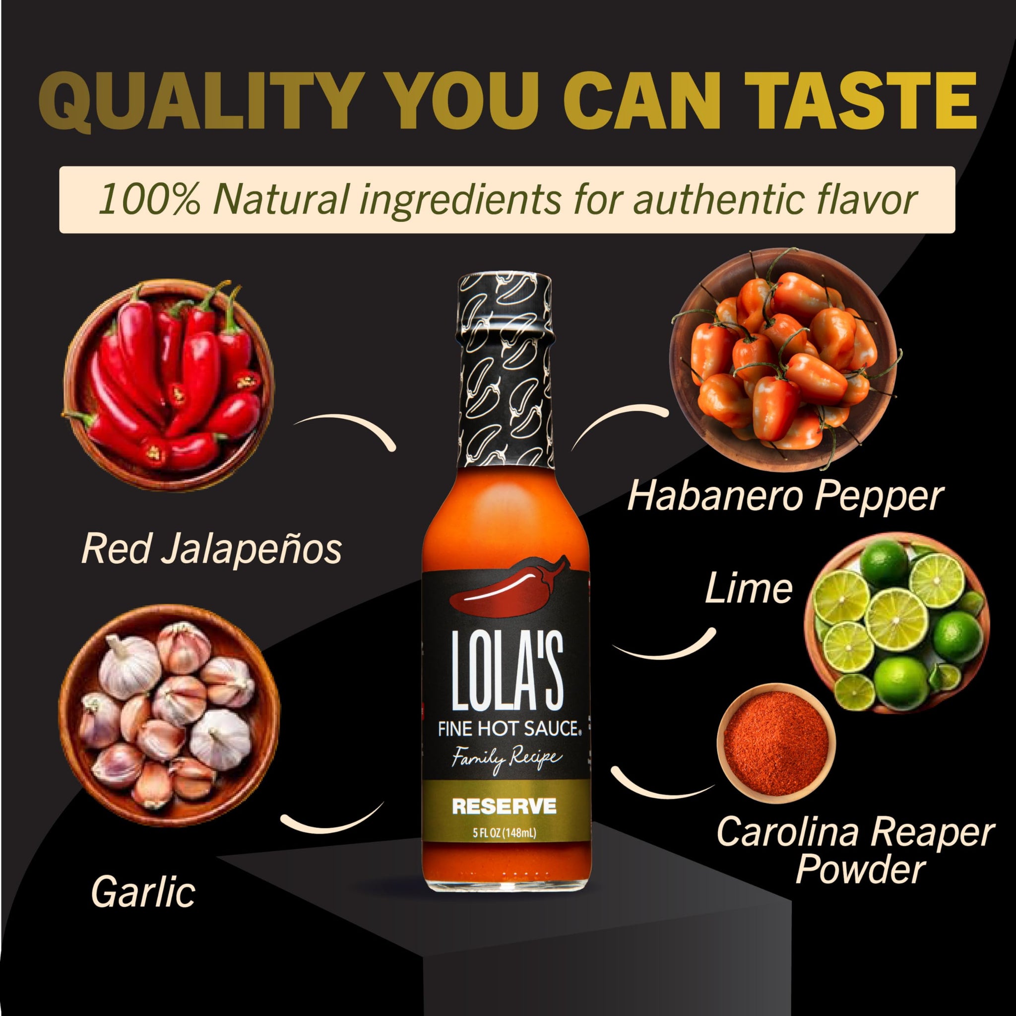 Lola’s Family Reserve Hot Sauce | Carolina Reaper & Habanero Blend | Ultra Spicy | 0 Calories, 0g Fat, Low Sodium | All-Natural, Vegan, Gluten-Free |
