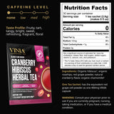 VINIA Cranberry Hibiscus Herbal Tea Bags, Made with Organic Herbal Tea, Infused with Piceid Resveratrol for Heart Health, Nitric Oxide, Physical