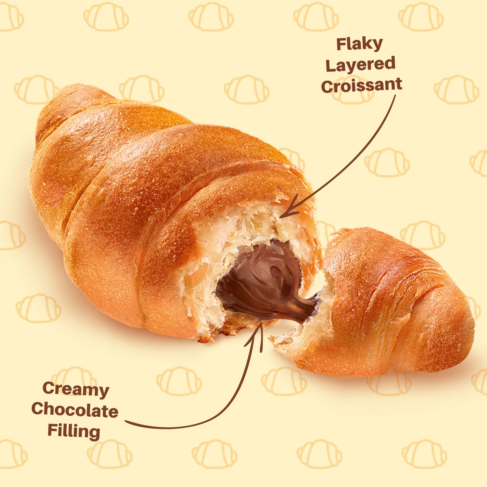 7Days Soft Croissant, Chocolate Croissant, Breakfast Pastry, Individually Wrapped On The Go Snack, Non-GMO (Pack of 6)
