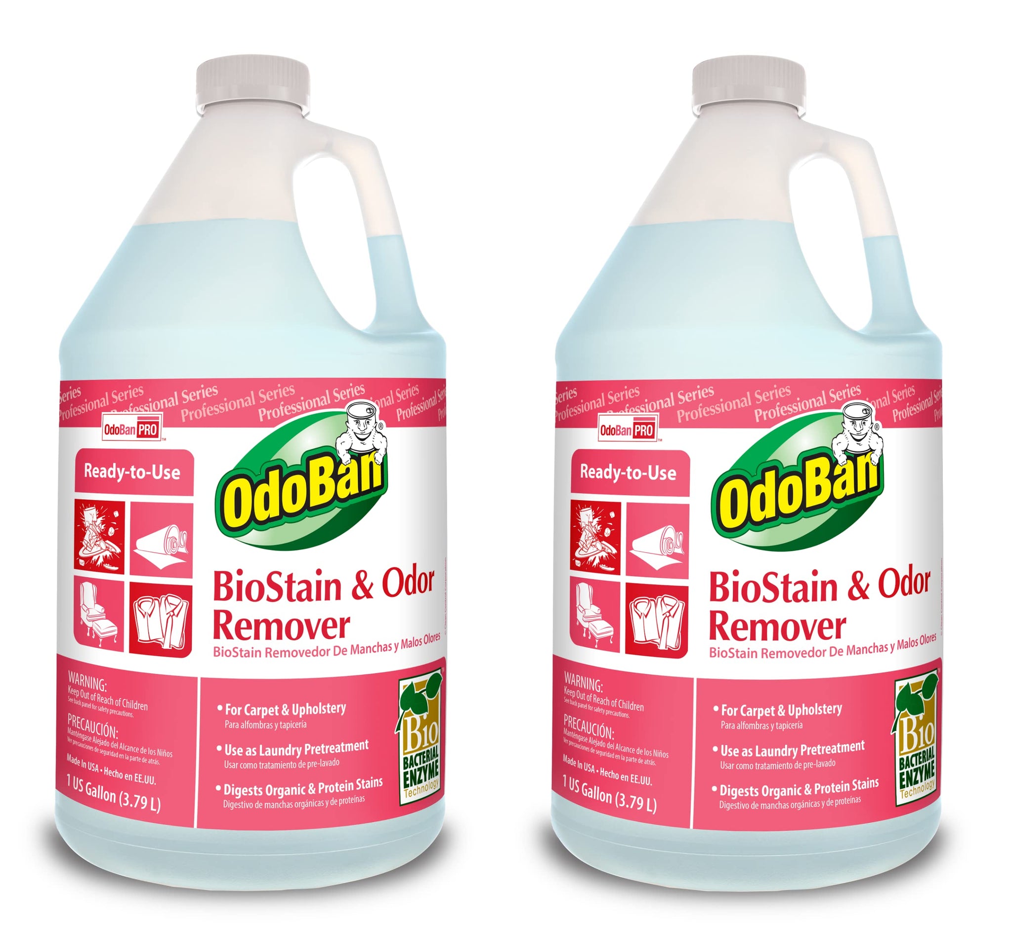 OdoBan Professional Cleaning and Odor Control Solutions, Ready-to-Use Biostain and Odor Remover, Made in the USA, 2 Gallons