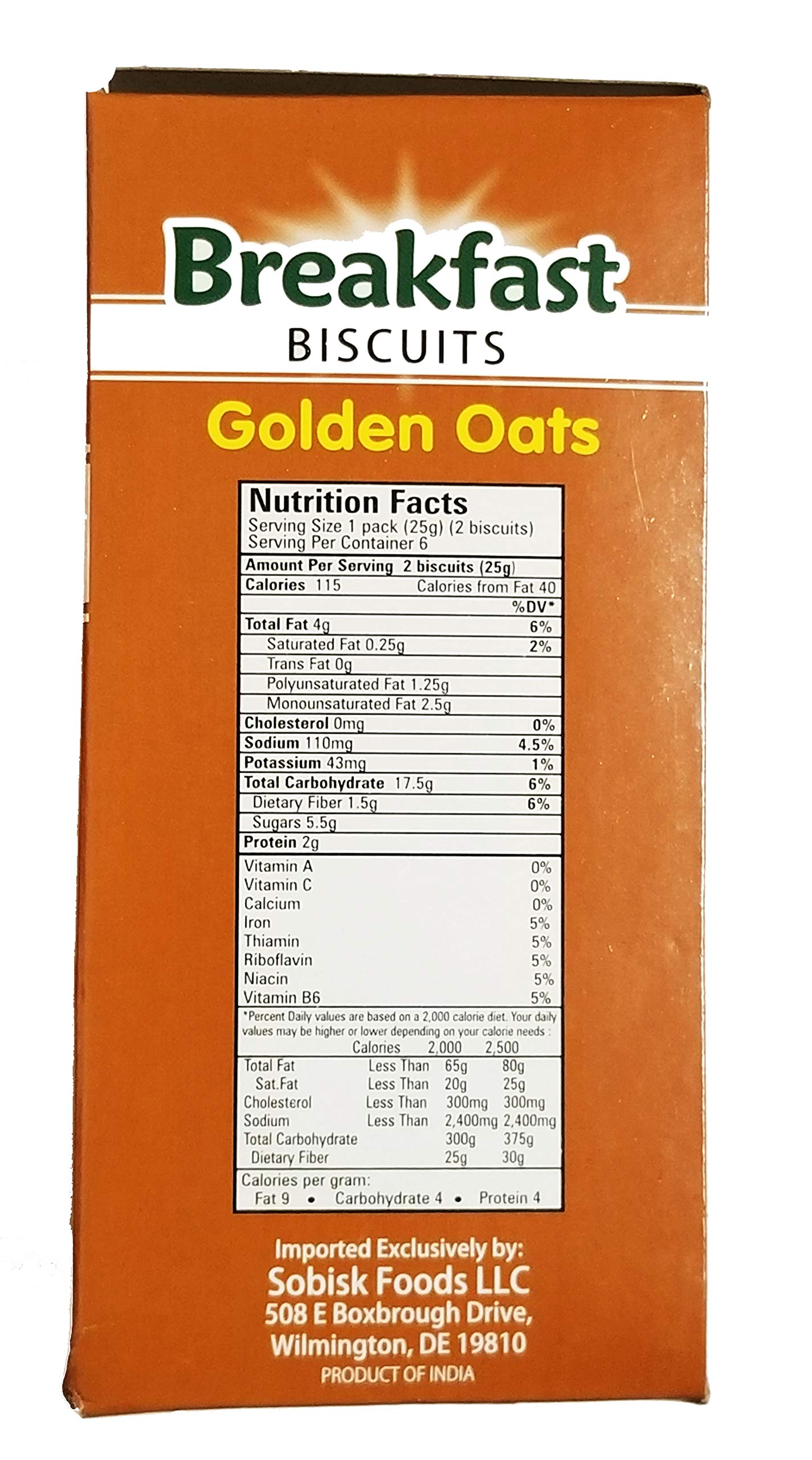 Sobisk Breakfast Biscuits. Golden Oats Flavor. Contains Wheat & Soy. 1 Box (6 count pk)