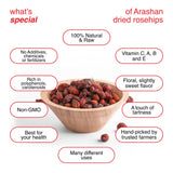 Arashan Whole Dried Rosehips 1 lb - 100% Natural Raw Rose Hips for Herbal Tea, Jam & Syrup - No Additives