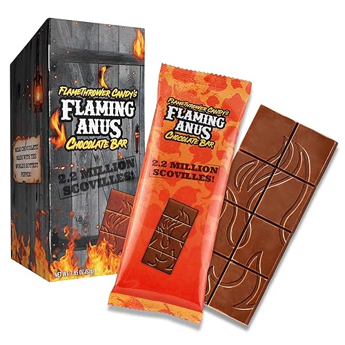 The Flaming Chocolate Bar: Carolina Reaper Milk Chocolate Bar, Full Size, Made with World's Hottest Pepper, 2.2 Million Scoville, Milk Chocolate, USA
