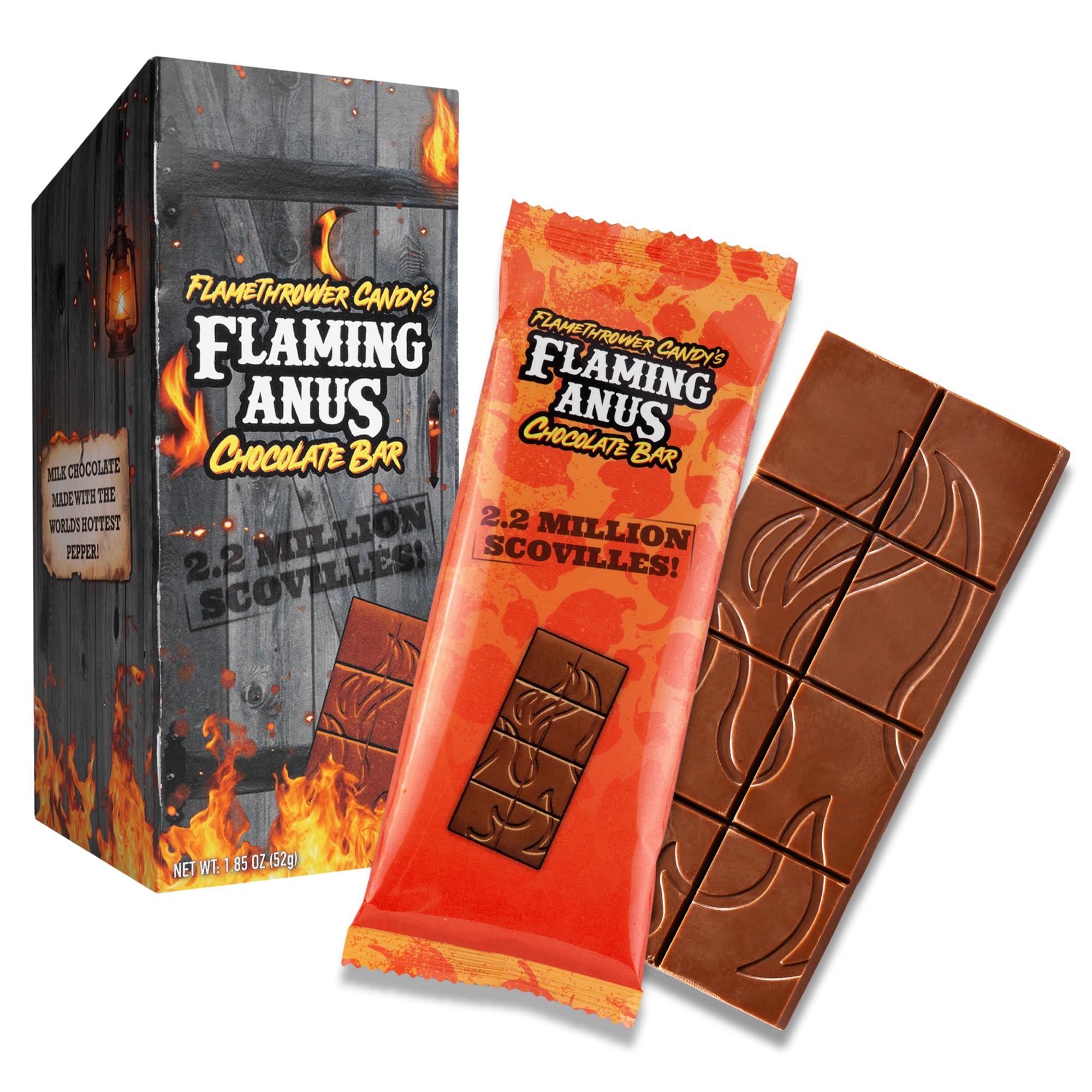 The Flaming Chocolate Bar: Carolina Reaper Milk Chocolate Bar, Full Size, Made with World's Hottest Pepper, 2.2 Million Scoville, Milk Chocolate, USA