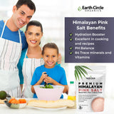 Earth Circle Premium Himalayan Unrefined Pink Fine Grain Salt, Pure Culinary Grade - Kosher, Nutrient and Mineral Dense, 1 Pound (Pack of 6)
