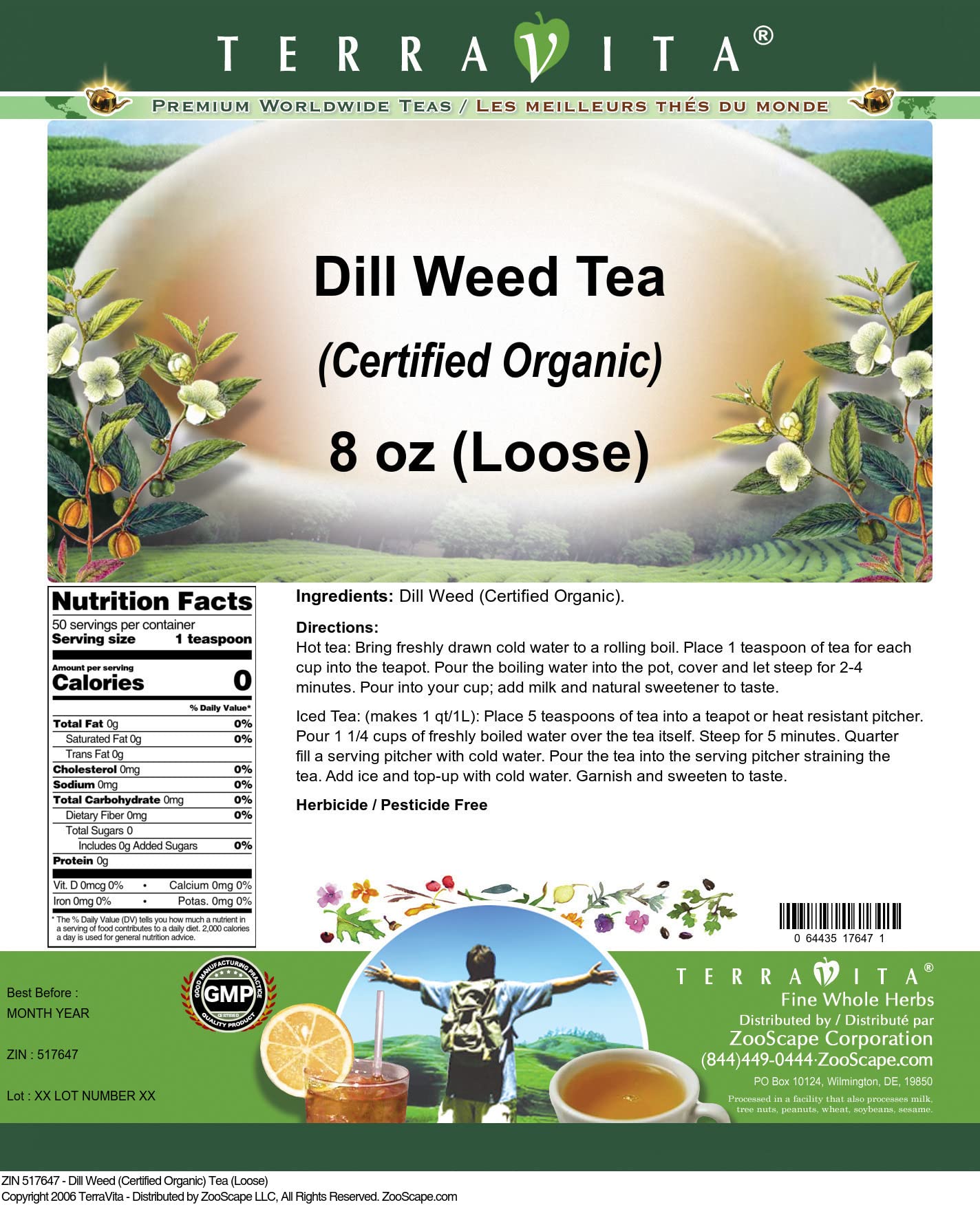 Dill Weed (Certified Organic) Tea (Loose) (8 oz, ZIN: 517647) - 3 Pack