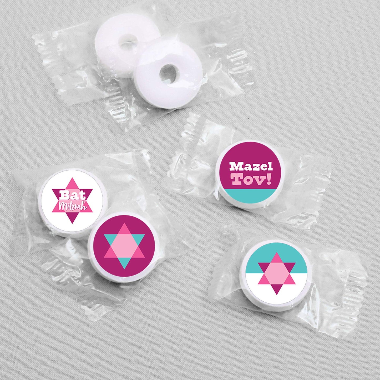 Big Dot of Happiness Pink Bat Mitzvah - Girl Party Round Candy Sticker Favors - Labels Fit Chocolate Candy (1 Sheet of 108)