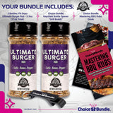 Pit Boss Ultimate Burger Premium BBQ Barbecue Mixed Seasoning Spice & Rub 2 pk Choice Bundle (11 oz) + Guide & Keychain Bottle Opener (4 Items)!